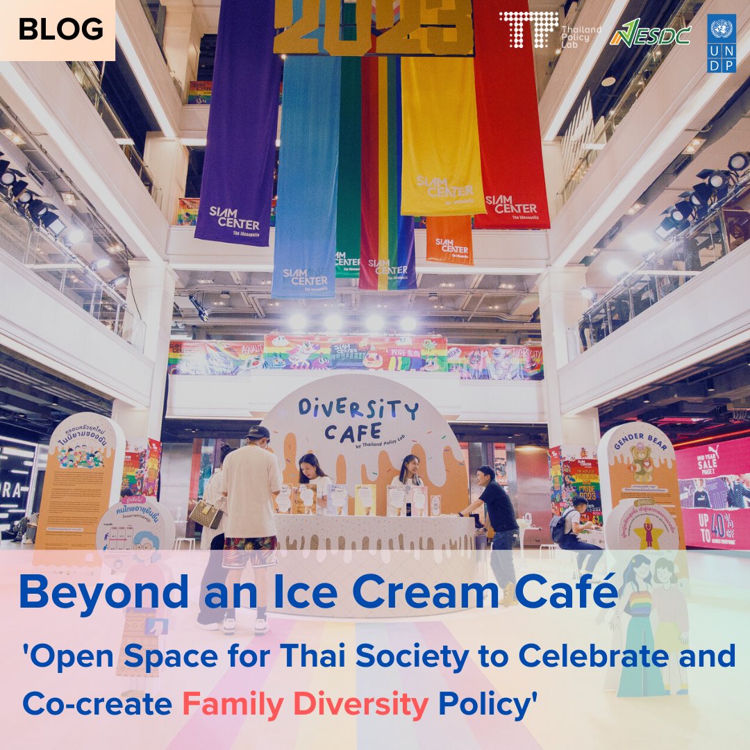 UNDPThailand's tweet photo. If your dream family was an ice cream, what flavour would it be? 👨👩👧👦
@THPolicyLab & @UNDPAccLabs Thailand crafted an #innovative experience for citizens to shape #familydiversity policies at an ice cream cafe in the heart of Bangkok! 🍦
Read now https://t.co/yNZExzUmXG
#AccLabTH https://t.co/2P5sfoFYHw