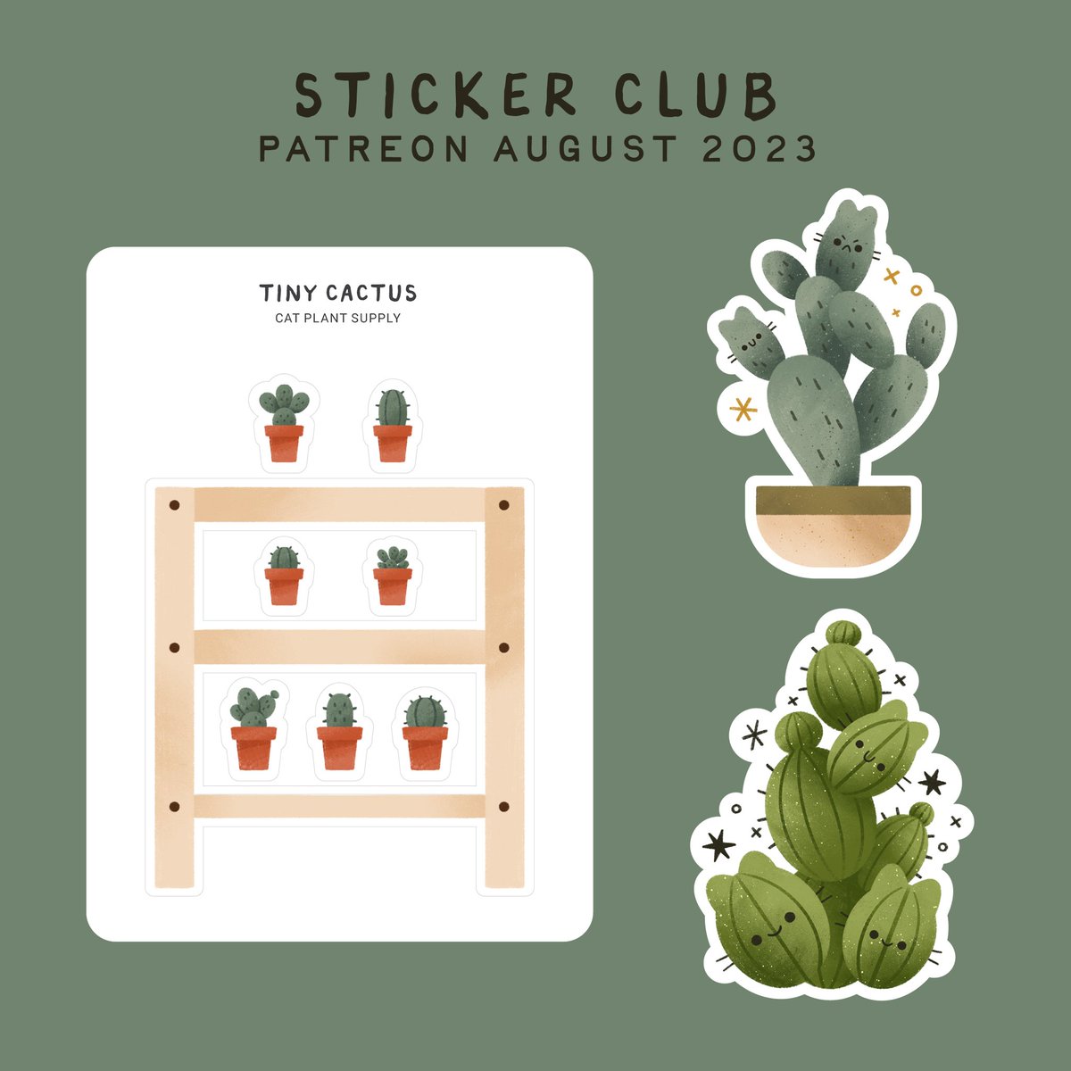 Happy August! The sticker club theme this month is cacti. patreon.com/catplantsupply
