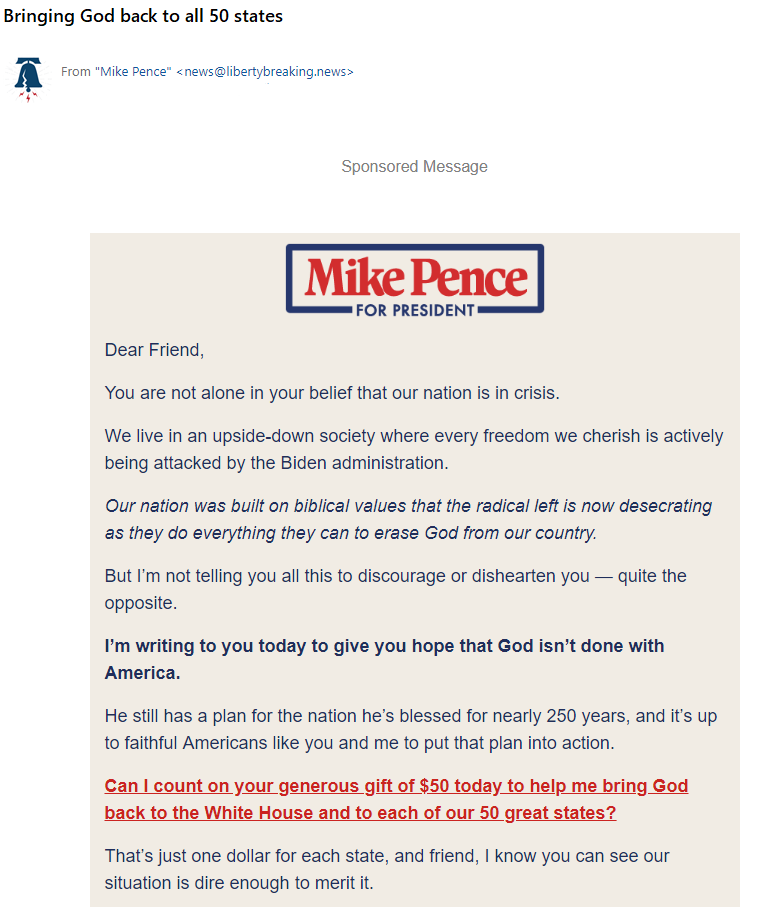 RepublicanMail's tweet image. #God @Mike_Pence