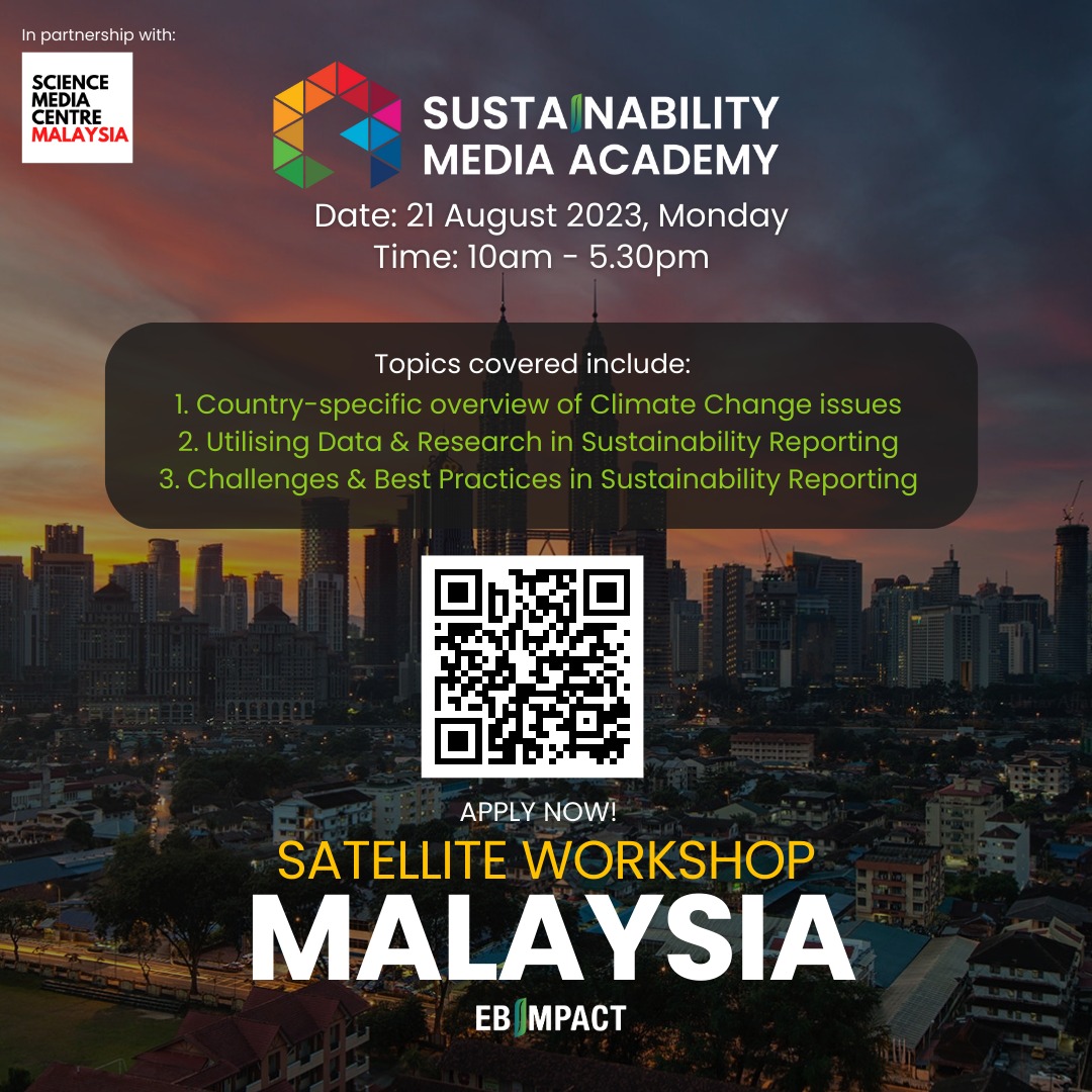 smc_my's tweet photo. 📢 Calling all journalists &amp; content creators in Malaysia: Join us for the Sustainability Media Academy Satellite Workshop to deepen your knowledge of climate change &amp; sustainable development reporting in Malaysia.

Scan QR code below or apply here now: https://t.co/0UEDgkcjHl https://t.co/6I3gDDkO9Y