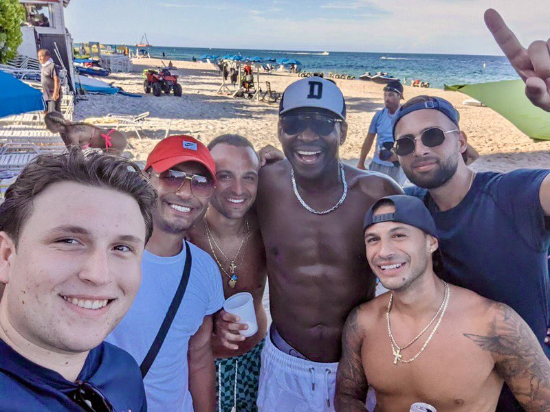 OceanManor's tweet photo. A big thank you to @michaelirvin88 for showing up at the annual charity beach volleyball game at @OceanManor! 🏐 🌊 Of course he turned it into a toast for 2023 @DallasCowboys who he says will win the first EVER Super Bowl in LAS VEGAS Feb 2024! 🏈 🏆 🏈 https://t.co/zg5pKCkfwt