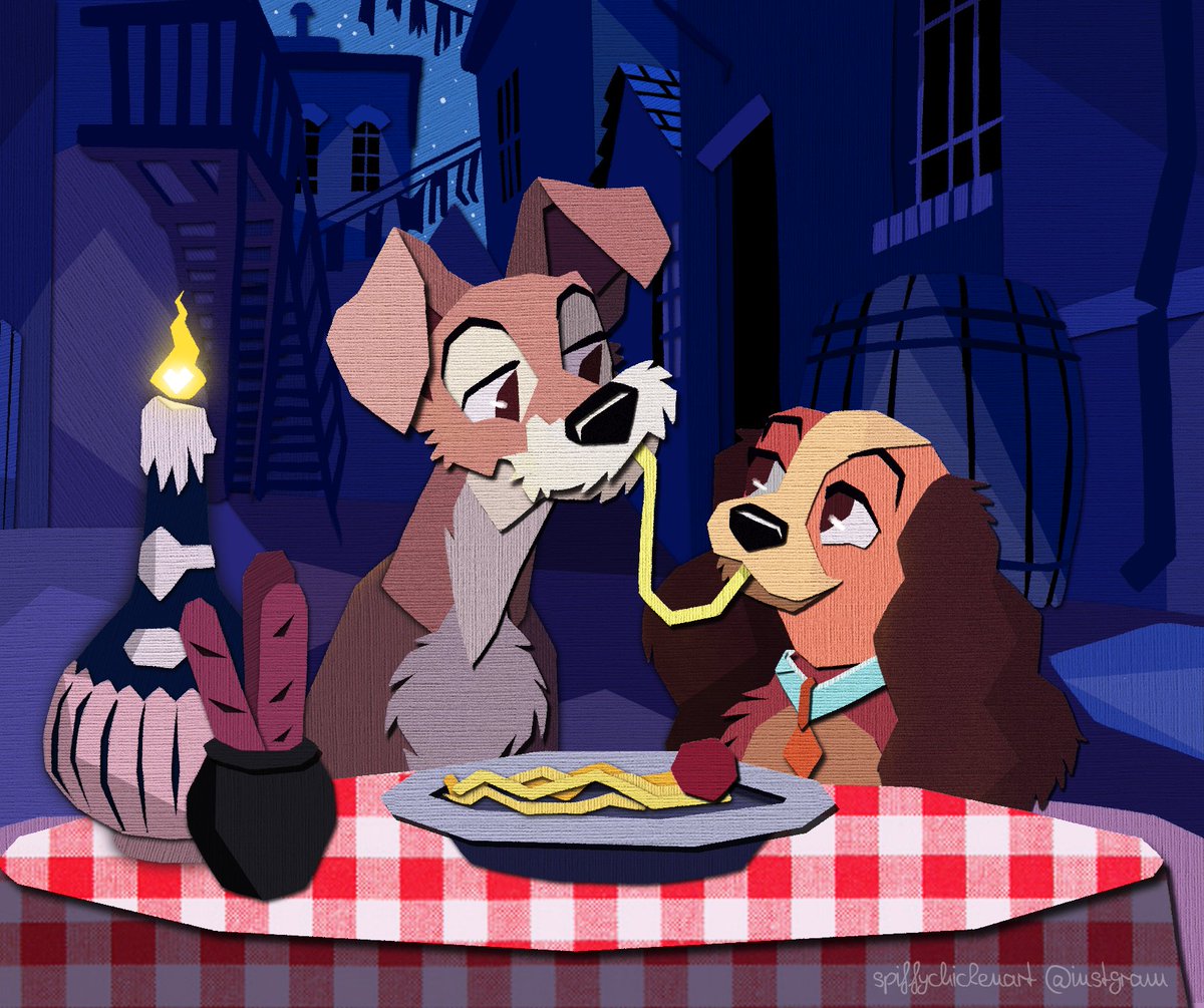 Some days you draw dogs on a spaghetti date~ #ladyandthetramp #disneyfanart