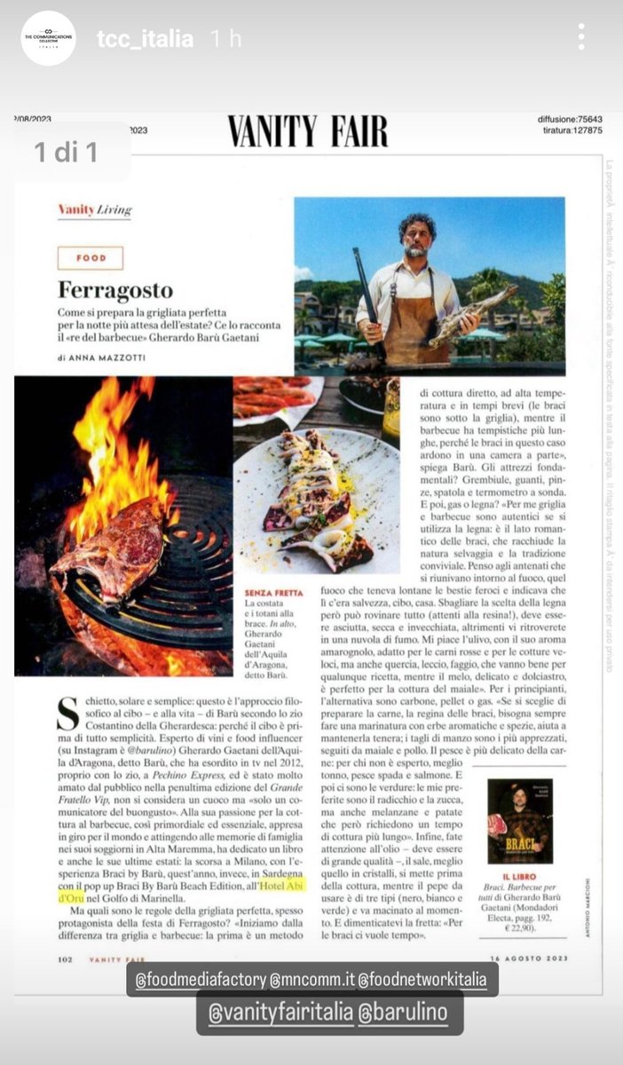 cipcipdlo567's tweet photo. Articolo su #bracibeachedition al Hotel Abi d'Oru in #sardegna e le idee di #barulino per fare una buona grigliata di ferragosto 🔥 
#baru #teambaru #vanityfair #bbq #bracibybaru #bracibook https://t.co/3ObFVFVKyt