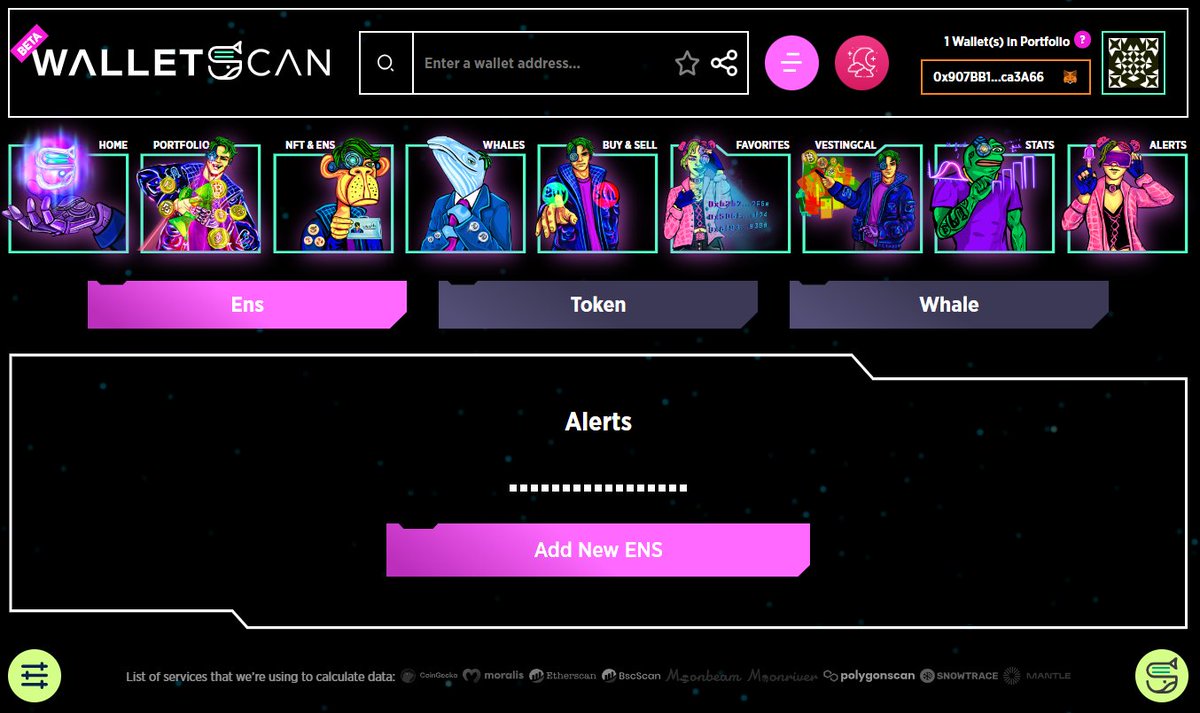Did you know that you will be able to create custom alerts on #WalletScan? You can add alerts for any 🐋 wallet or token or #ENS to track specific transactions of interest.