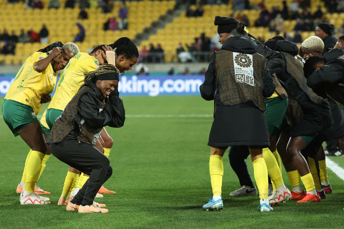 FIFAcom's tweet photo. What a moment for @Banyana_Banyana 🇿🇦

A first-ever #FIFAWWC win secures them a place in the knockout stages for the first time 👏 https://t.co/J3kp4QrfI3