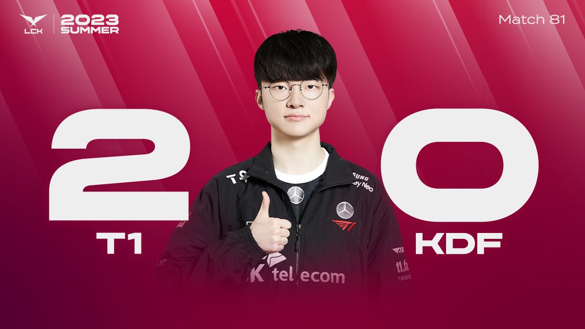 LCK's tweet photo. .@T1LoL kicks off #LCK Week 9 with a win! https://t.co/goqpF1BRv0