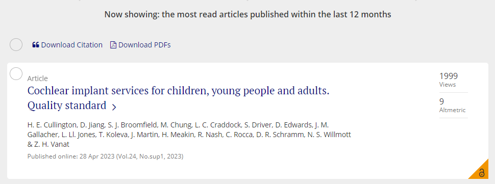 BCIG_UK's tweet photo. Our new Quality Standard for #cochlearimplant services in the UK is the most read article in @CIIJournal in the last 12 months!
https://t.co/VvTvwNpaV6 https://t.co/KqiXK3riJh