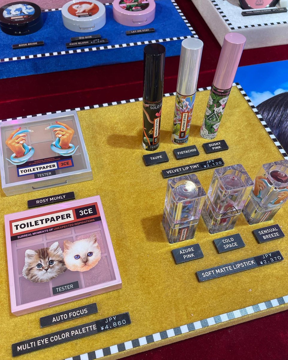 ena0917's tweet image. 3CE原宿店が８月末で閉店しちゃうって聞いて行ってきた🥺
toiletpaperコラボが本当に可愛いから皆んな買って!!!
#スタイルナンダ #3CE #toiletpapermagazine #韓国コスメ