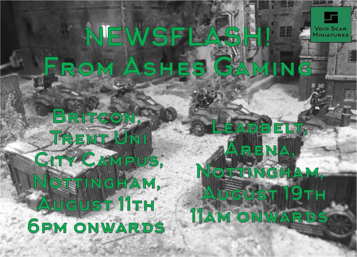 Got some more last-minute dates for From Ashes gaming days - come along and say hello!