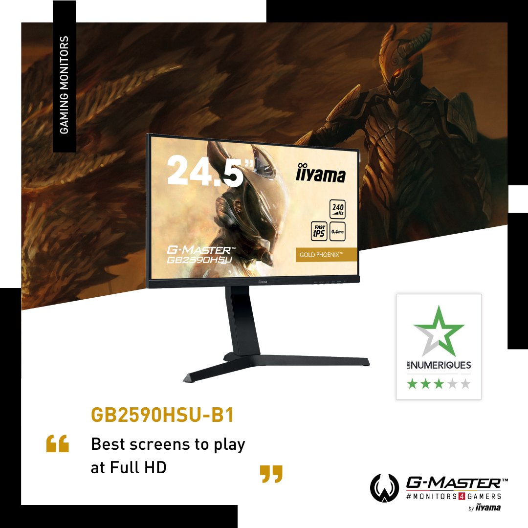Finding a monitor for #esports without breaking the bank can be tricky.
According to <a href="/lesnums/">Les Numériques</a> "The #iiyama #GMaster GB2590HSU-B1 monitor is one of the most affordable 240Hz models on the market. It does not sacrifice ergonomics and has a height-adjustable foot and USB ports."