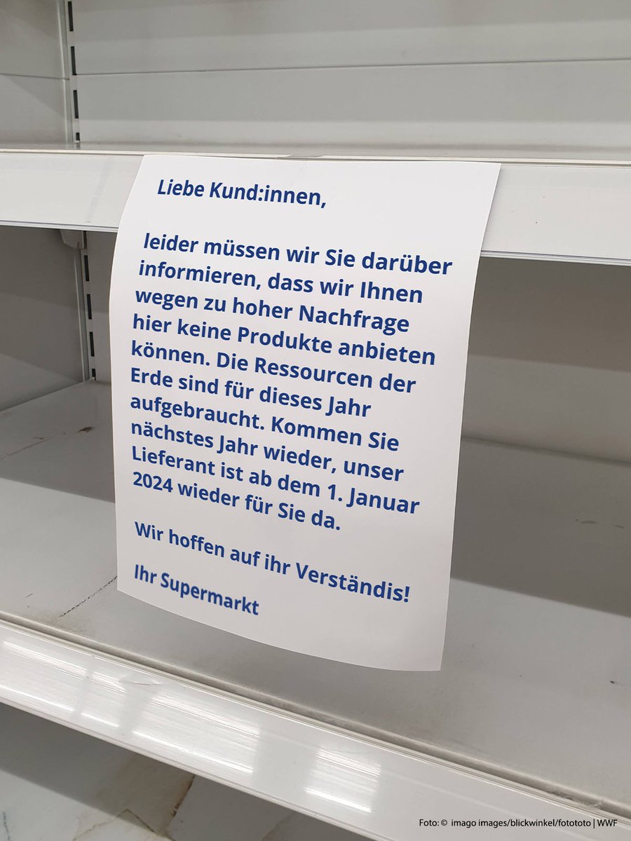 WWF_Deutschland's tweet photo. Sorry, Engpass beim Lieferanten Erde. Wir hoffen auf ihr Verständnis! 
#EarthOverShootDay #Erdüberlastungstag https://t.co/XwwMiEiSos