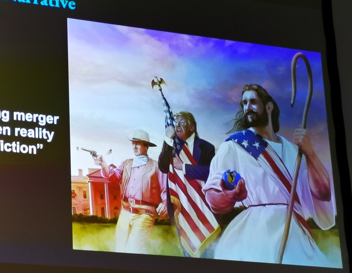 "This particular moment has created a unique [...] environment for collective 'memeable' storytelling" - or: We really need to think about the impact of meme culture on religious missinformation. And thanks for the great picture <a href="/heidiipp/">Heidi Ippolito</a> 😄