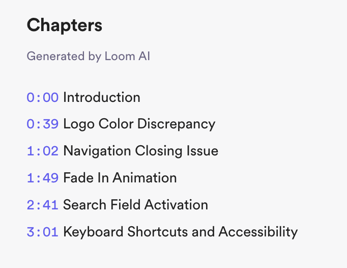Just used <a href="/loom/">Loom</a> to give feedback to my team and I'm 🤯 by the accuracy of the chapters created by AI.