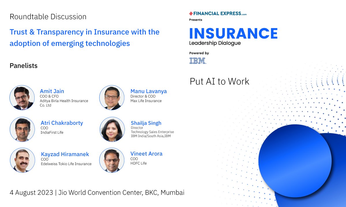 FinancialXpress's tweet photo. We are thrilled to welcome our eminent speakers at FE Insurance Leadership Dialogue which is scheduled for August 4th, 2023, at the Jio World Convention Centre, BKC, Mumbai.
Click here to know more: https://t.co/6jStV55ByU
#FEILD #InsuranceDialogue #AIforBusiness
@IBM https://t.co/r5PZy7BoCY