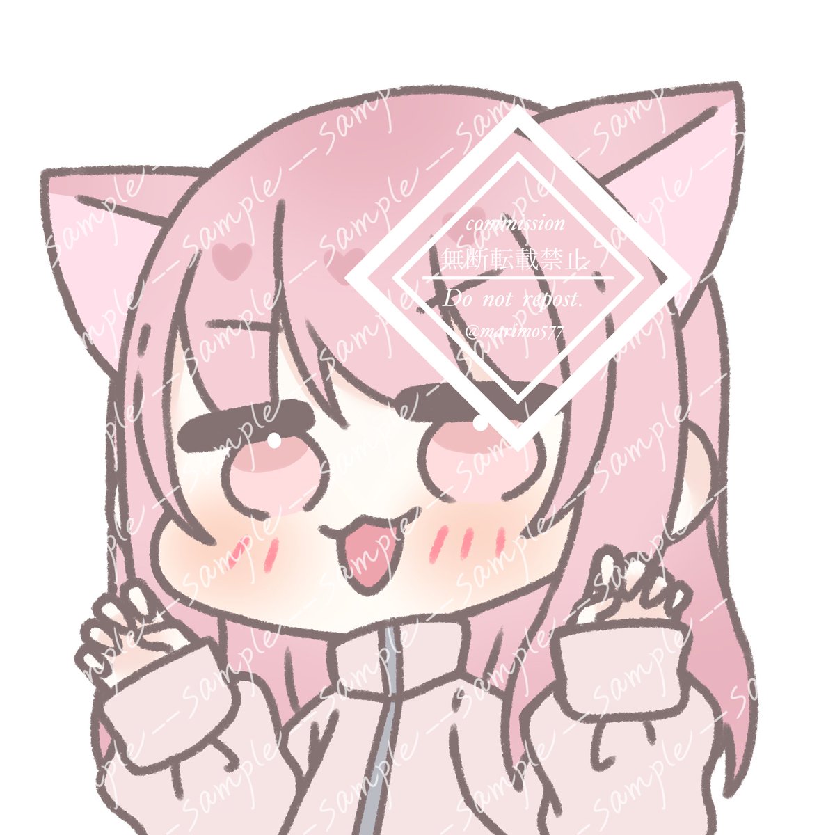 1girl pink hair animal ears solo cat ears pink eyes track jacket  illustration images