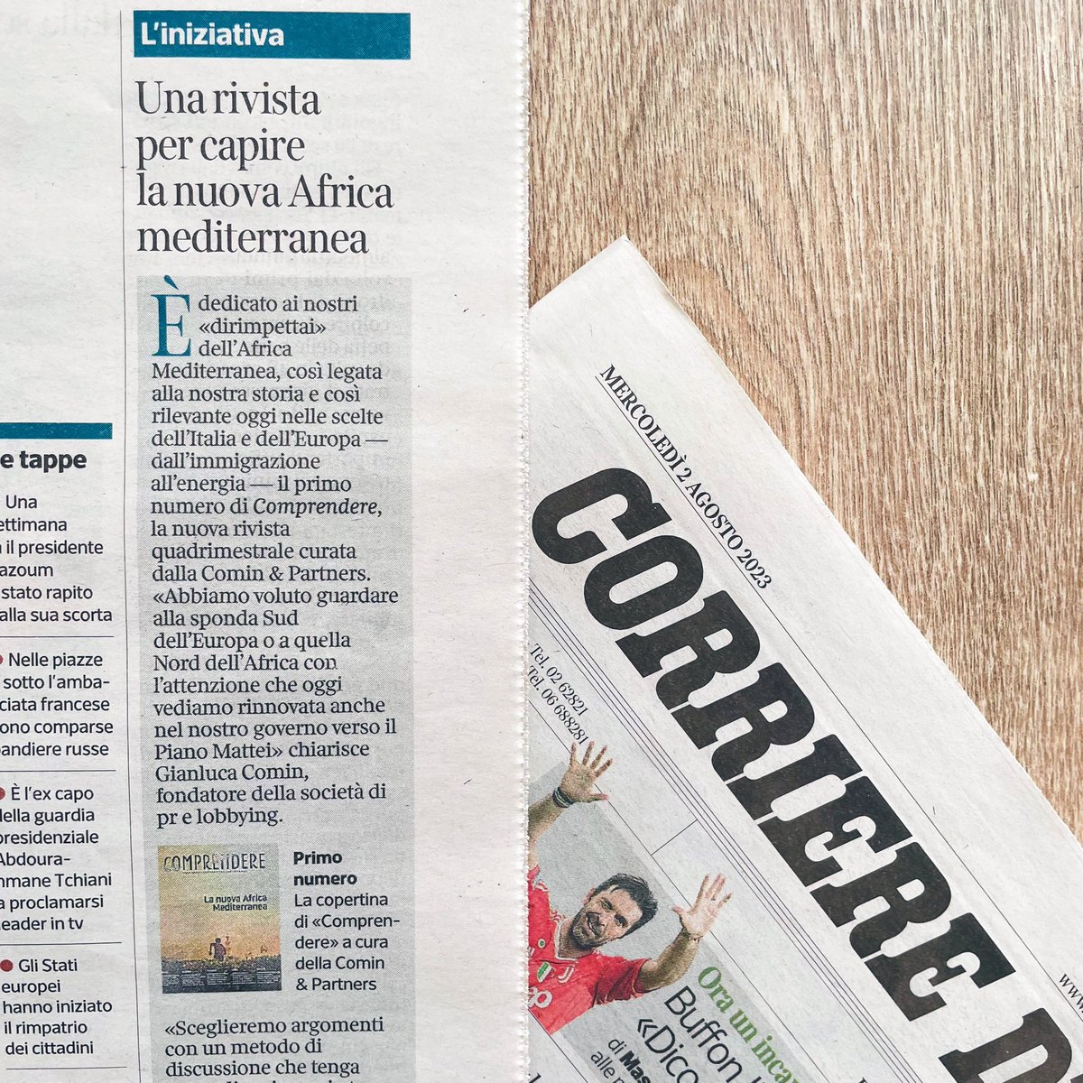 cominandpa's tweet photo. 🗞️ Oggi sul @Corriere la presentazione di #Comprendere, il nuovo progetto editoriale coordinato dal prof. Giulio Sapelli, a cura di Comin &amp; Partners.
🌍 La rivista sarà quadrimestrale, il primo numero è dedicato a "La nuova #Africa Mediterranea".
#ComprendereRivista https://t.co/NYzE5KzGUn