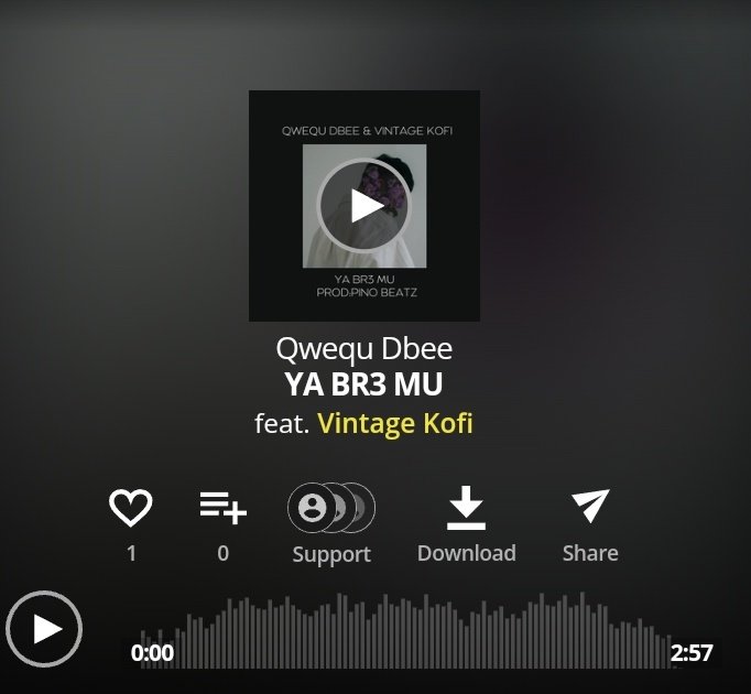 1real_secch's tweet photo. #YaBr3Mu by @qwequ_dbee &amp; @Vintage_Kofi is OUT NOW 🔥🔥🔥🔥
GO RUN THE NUMBERS ON ALL STREAMING PLATFORMS 🔥🔥🔥💯💯💯

>>> APPLE MUSIC 
>>> AUDIOMACK 
>>> BOOMPLAY 
>>> SPOTIFY 

#nowplaying YA BR3 MU by Qwequ Dbee feat. Vintage Kofi via @audiomack https://t.co/yHvy5XE37I https://t.co/zq4eeF3i0i