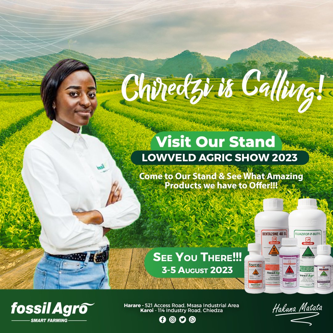 Chiredzi is Calling!!!

Visit our Stand at the Lowveld Agric Show 2023 from the 3rd to the 5th of August 2023.

We look forward to seeing you.

#fossilagro #smartfarming #hakunamatata #lss2023 #lowveldagricshow #chiredzi