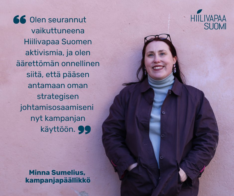 Tervetuloa Hiilivapaa Suomen uusi kampanjapäällikkö Minna Sumelius! 🎉

Minna on järjestöjen johtamiseen ja kehittämiseen erikoistunut yhteisöpedagogi amk sekä pitkän linjan järjestöammattilainen.

Odotamme innolla, miten Minna vie meitä kampanjana eteenpäin🦾