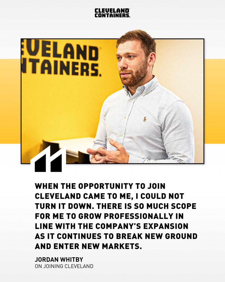 Introducing our new National Account Manager Jordan Whitby! 👏

We sat down with Jordan in his first week to discuss his career, his ambitious plans, and his excitement to be joining Cleveland. 🚀

📰 Get the inside scoop here: clevelandcontainers.co.uk/news-and-blog/…
 
#WeBoxClever #ClevelandCan