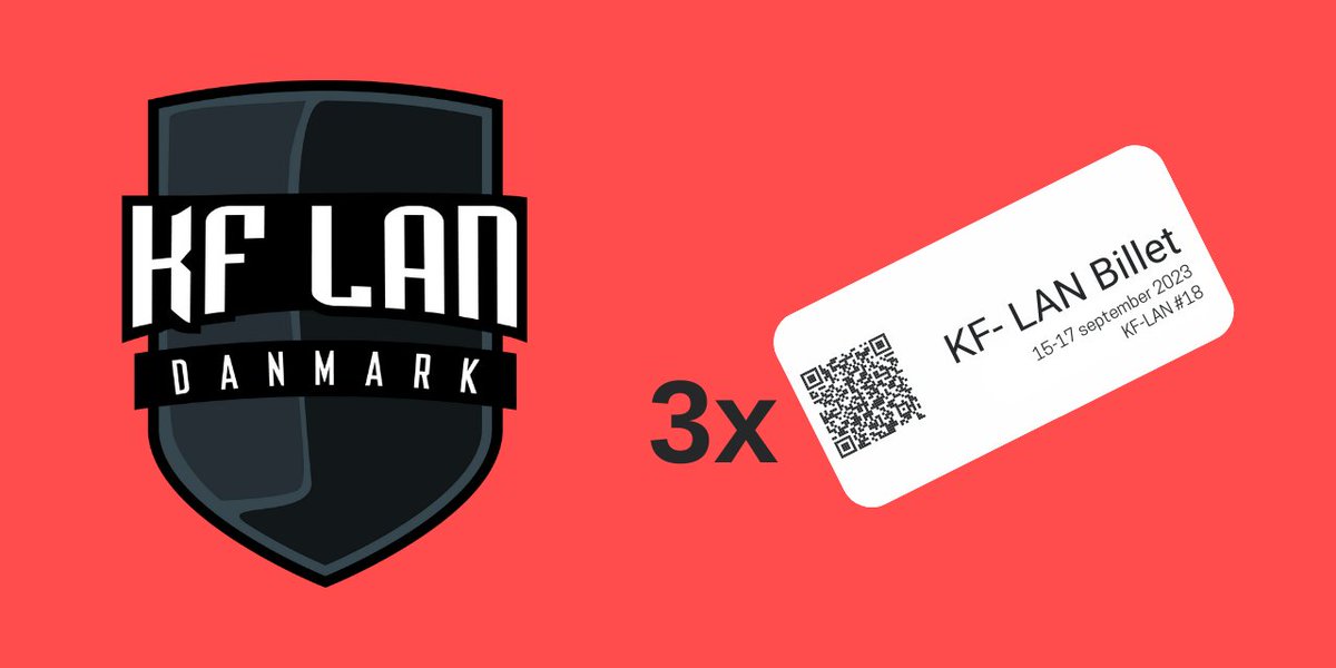 #Konkurrence 
Tag 2 venner og vind 3 billetter til KF-LAN #18!

Retweet for at fordoble dine chancer!  

Deltag i KF-LAN #18 den 15-17. september  
🎁-&gt; 20.000 kr i præmiepuljen. 
📷-&gt; 230 gæster 📷
Læs mere på: kf-lan.net
Vinderen bliver trukket på 6/8 kl 12.
