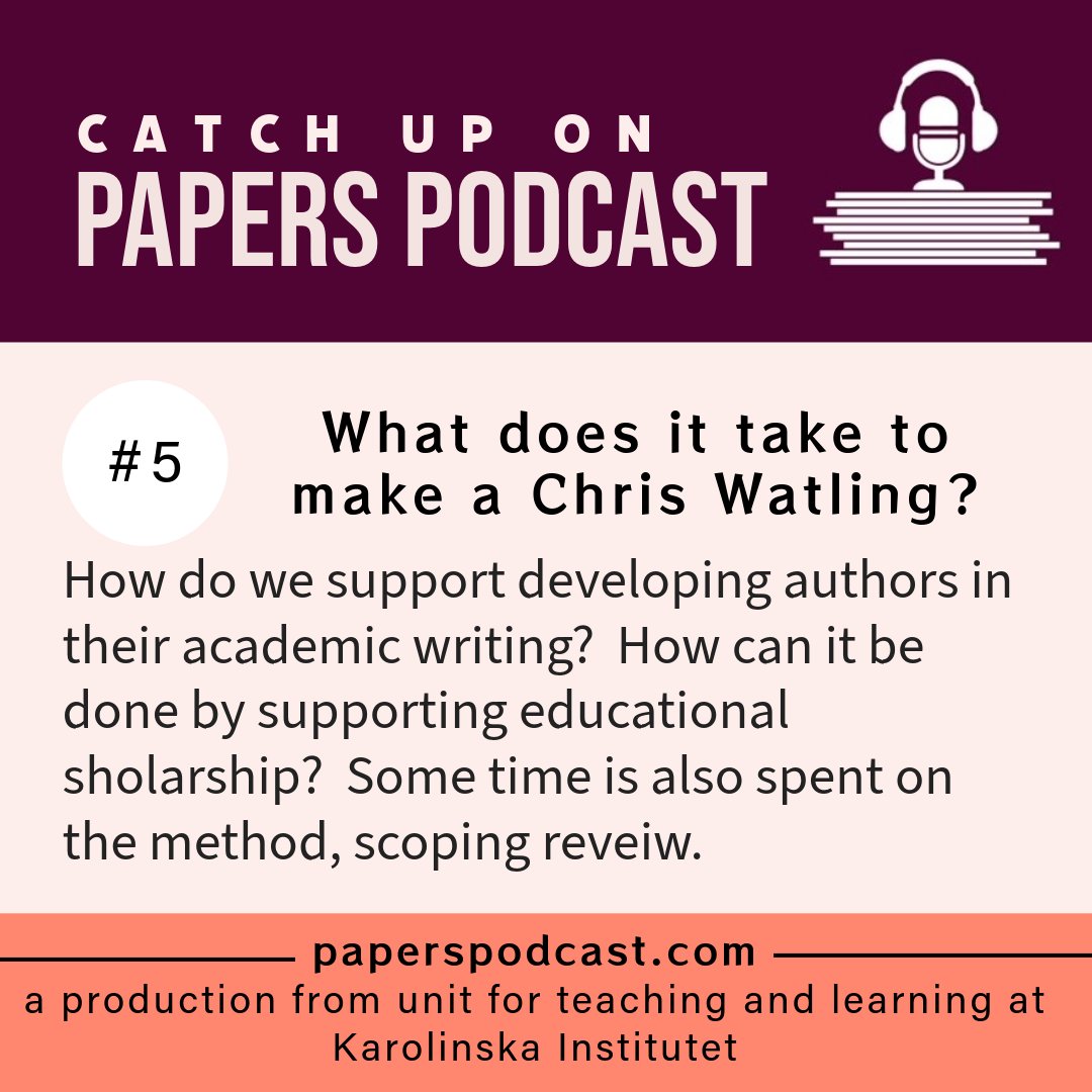 Summer Catch-up on #AcademicWriting in #HPE and #MedEd 
How do we set up starting authors for success? This Ep takes on #FacDev activities to support Academic Writing. 
bit.ly/3FWpDMU