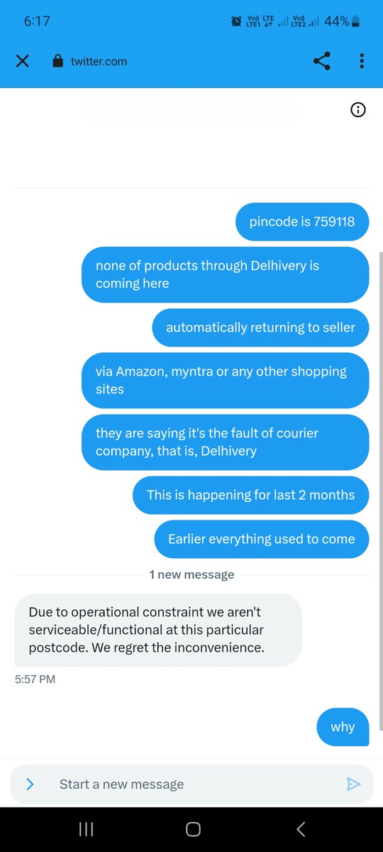 goalofprasad's tweet photo. If @amazonIN has some shame left, please leave #India asap, and @delhivery , plz stop your operations you are so ineffective. #759118(pincode) https://t.co/xh92x2ny9V
