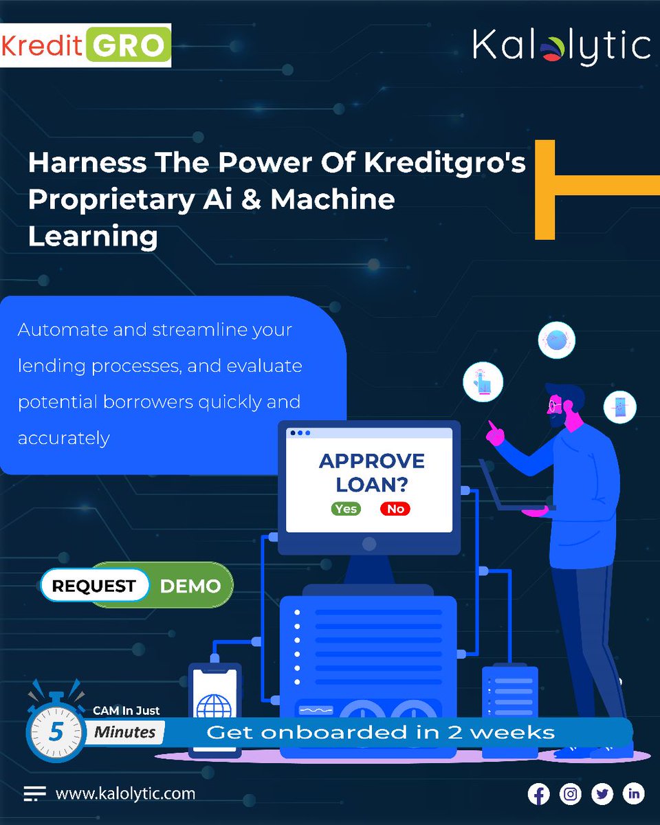 Kalolytic_ai's tweet image. Harness the power of Kreditgro&apos;s proprietary AI and machine learning.

kalolytic.com/solutions/loan…

#AIforLending #MachineLearningFinance #KreditgroInnovation #StreamlineLending #AutomatedLending #EfficientBorrowerEvaluation #QuickCAMGeneration #ProprietaryAI #FasterLendingProcess