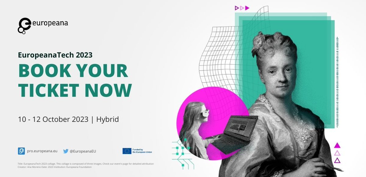 2⃣ more days to secure your #EuropeanaTech2023 early-bird tickets! 🎟️Curious about the workshops, keynotes and discussions we're preparing for you?🤓
Discover what's planned and join us in October!
➡️bit.ly/3KoSuvI