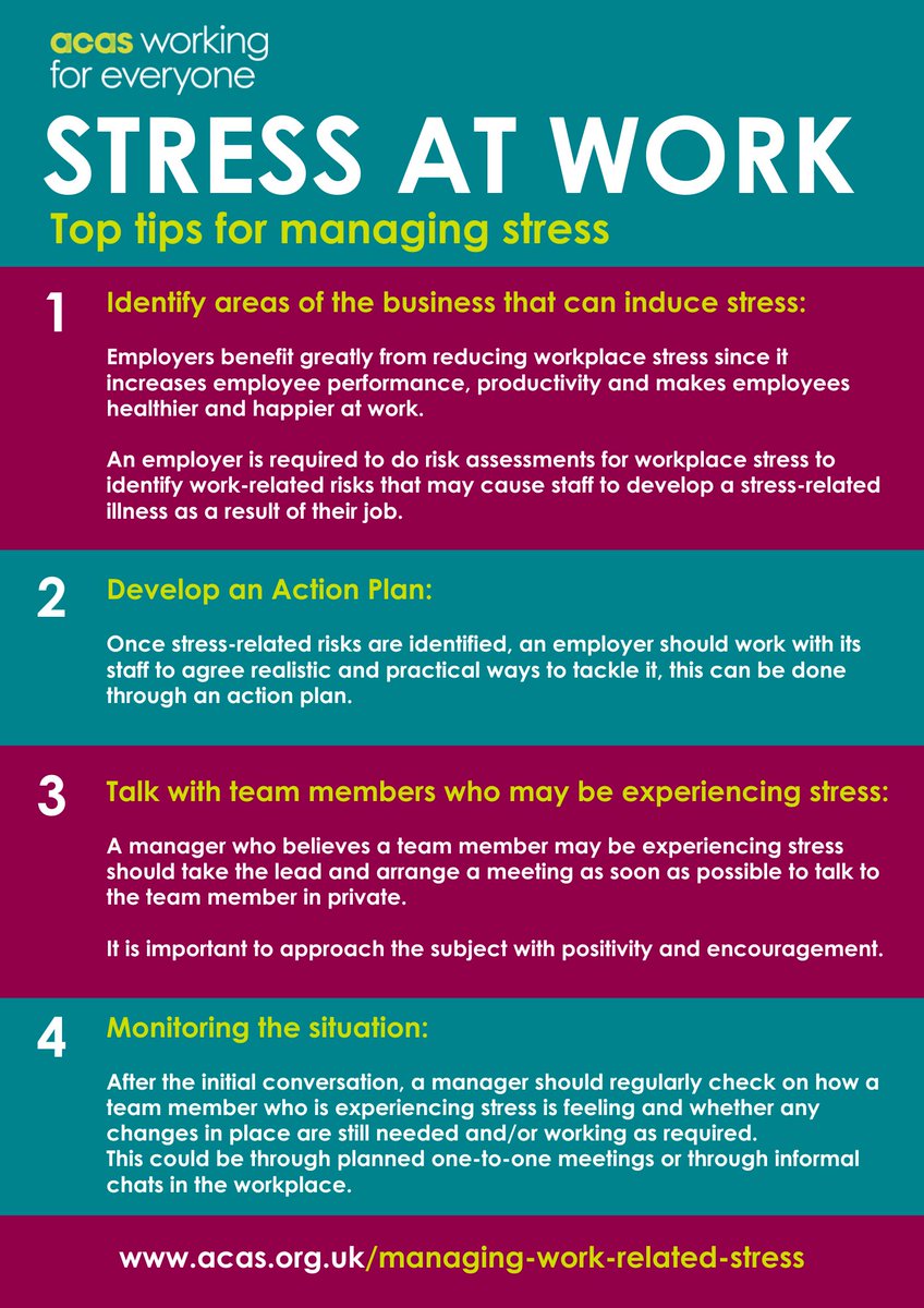 As a manager, what can you do to reduce work-related #stress in your workplace? Click here to get started: acas.org.uk/managing-work-… #StressAwareness