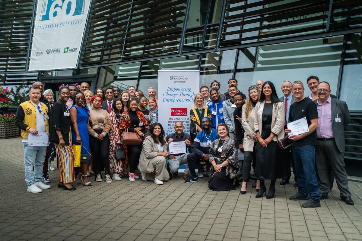 University of Bradford School of Management (@bradmanagement) on Twitter photo Last week <a href="/ShirleyCongdon/">Shirley Congdon</a>, <a href="/amsharif/">Amir M. Sharif</a> and <a href="/DavePSpicer/">David Spicer</a> hosted our <a href="/ProjectRemakeUK/">Project Remake</a> Graduation at the <a href="/UniofBradford/">University of Bradford</a>.
Project Remake aims to empower entrepreneurship to support re-entry into society for formerly incarcerated individuals.
#SocialImpact #ProjectRemake Last week <a href="/ShirleyCongdon/">Shirley Congdon</a>, <a href="/amsharif/">Amir M. Sharif</a> and <a href="/DavePSpicer/">David Spicer</a> hosted our <a href="/ProjectRemakeUK/">Project Remake</a> Graduation at the <a href="/UniofBradford/">University of Bradford</a>.
Project Remake aims to empower entrepreneurship to support re-entry into society for formerly incarcerated individuals.
#SocialImpact #ProjectRemake