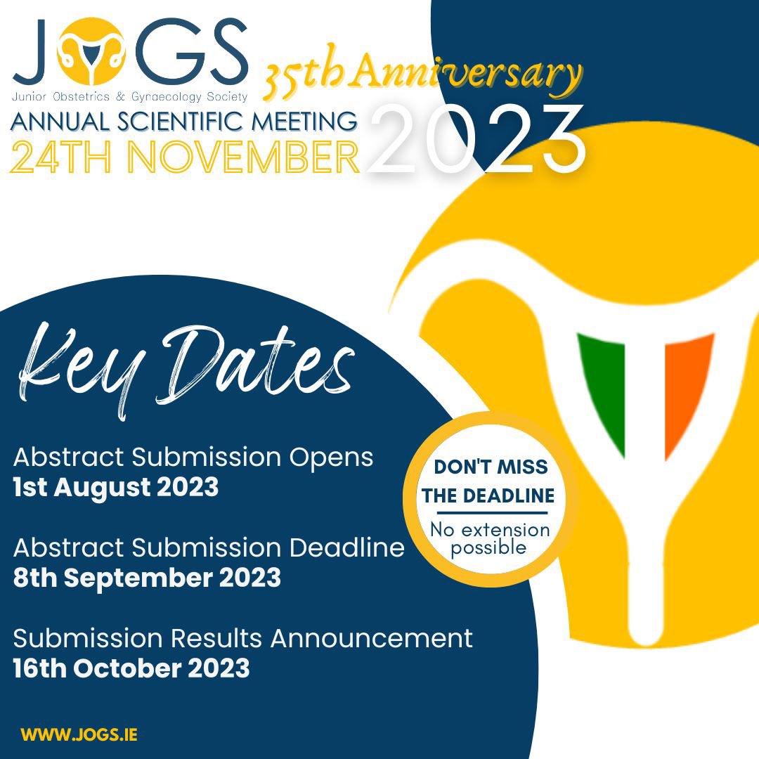 JOGS Annual Scientific Meeting 2023 abstract submissions are now open, until the Friday the 8th of September 2023.

Please use the following link to submit your abstracts and note that no extensions to the deadline will be possible:
www-eur.cvent.com/c/abstracts/ef…