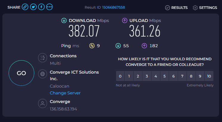 Spect3r's tweet photo. Time to buy Converge?
#YanAngInternetSpeedTestChallenge #FlexYourSpeed https://t.co/Vjyl48y4K7