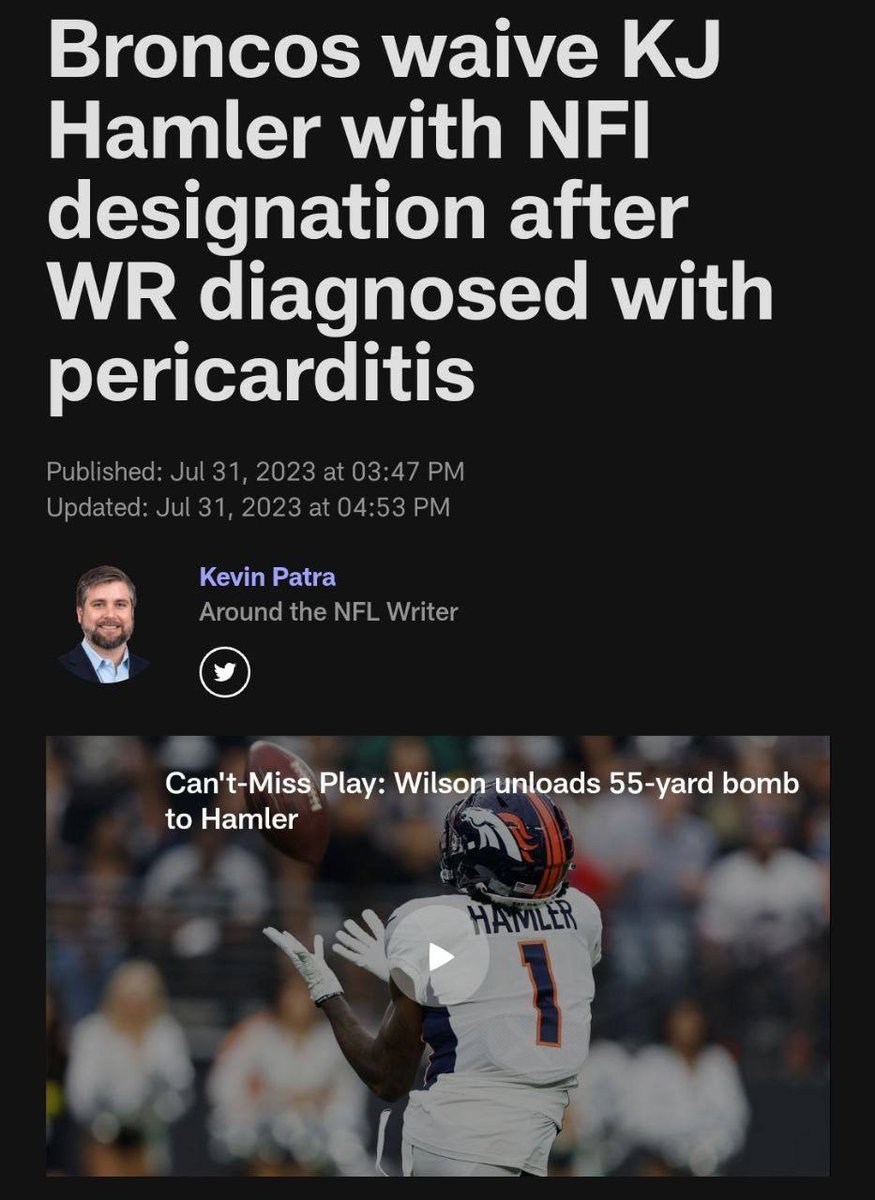 DiedSuddenly_'s tweet photo. They force him to get the vaccine and then cut him when he has heart issues. He should sue the NFL.