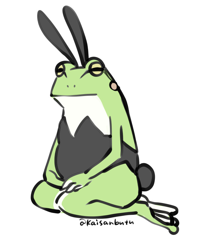 no humans solo white background simple background sitting frog rabbit ears  illustration images
