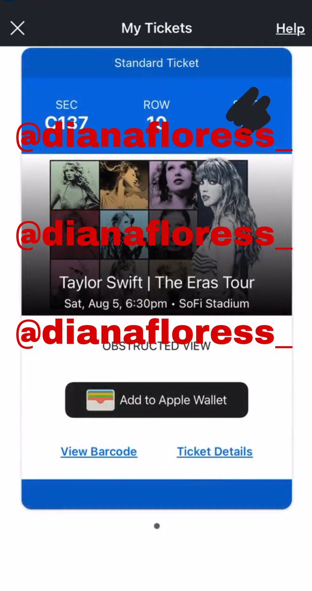 Selling ONE (1) OBSTRUCTED VIEW LOWER BOWL ticket to the show in Inglewood at SoFi Stadium on 8/5 💌 Selling for $80 TOTAL 💌 DM @dianafloress_ if interested (tickets and price have been verified) 💌 ONLY USE PAYPAL G&S‼️ 🏷 Eras Tour, Taylor Swift