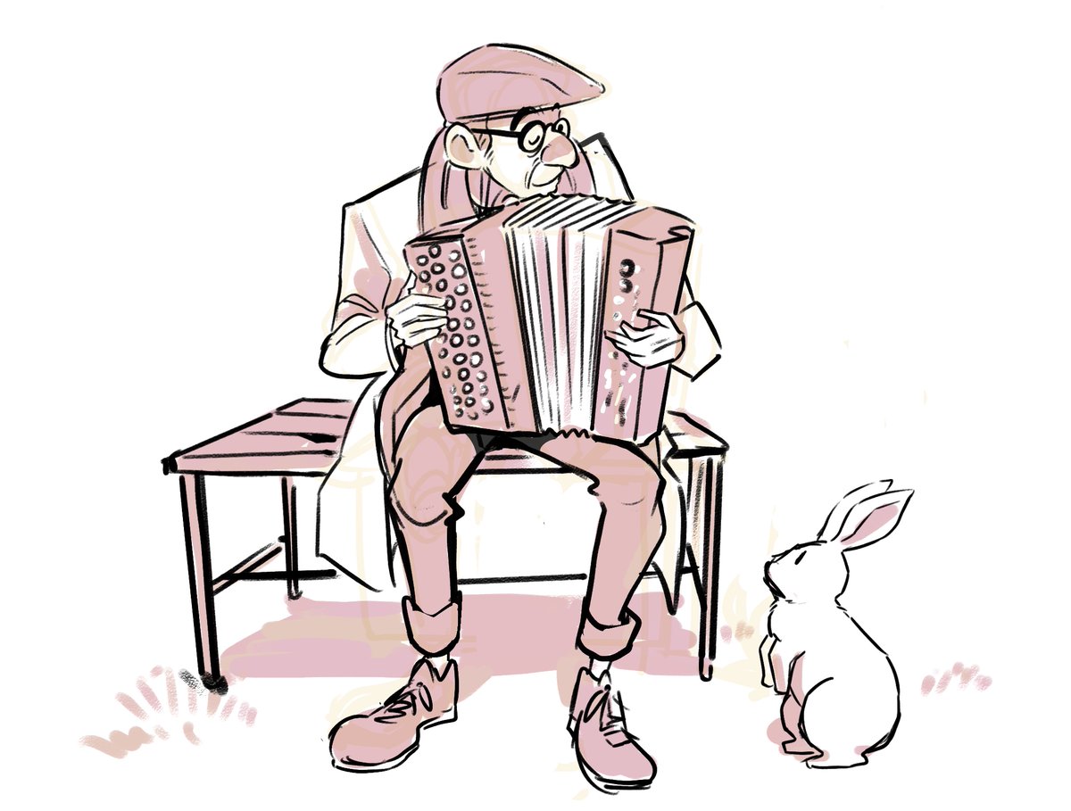 rabbit sitting hat bench glasses instrument playing instrument  illustration images