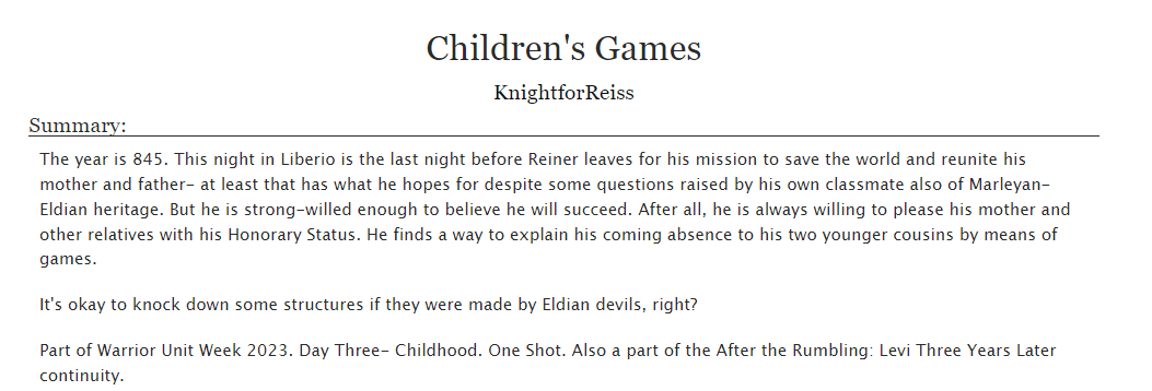NobodyKnowsDCEU's tweet photo. Here's for Day Three of Warrior Unit Week with the theme of childhood featuring Reiner with his little cousins. https://t.co/QzbwhGEJ4K
#warriorsunitweek2023 #warriorunit #reinerbraun #gabibraun https://t.co/HVUXnyKMKX