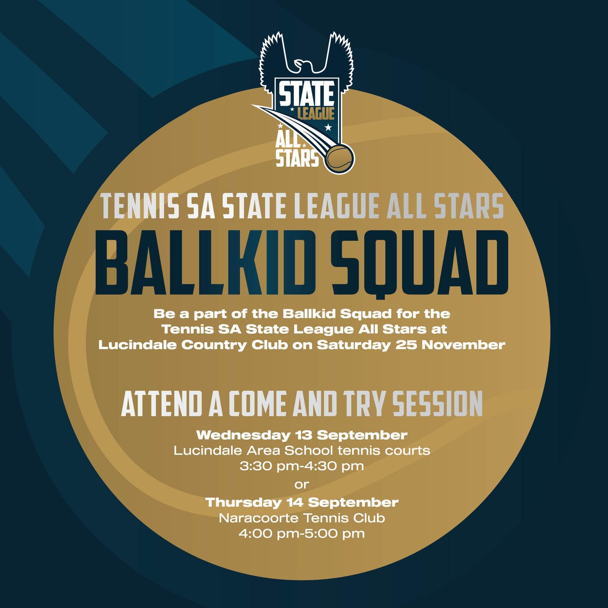 A new addition to Tennis SA State League All Stars…Ballkids!

Children from the Limestone Coast aged between 11-17 are encouraged to register to be a Ballkid, with come and try sessions to be held in September.

Read more and register now 👉 bit.ly/3YghfzK