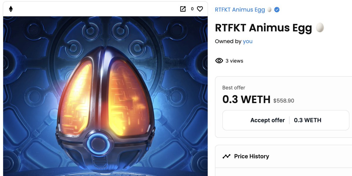 Alexandre_NFT7's tweet photo. Added an egg to my collection! 

Sold almost at the top, but always wanted to buy another back! Now that prices are collapsing, seems like a good time to buy no? 

Excited to see what @RTFKT is cooking for us! 

#RTFKT #Egg #Animus #Protecttheegg #NFT https://t.co/NAPBgjA8uX