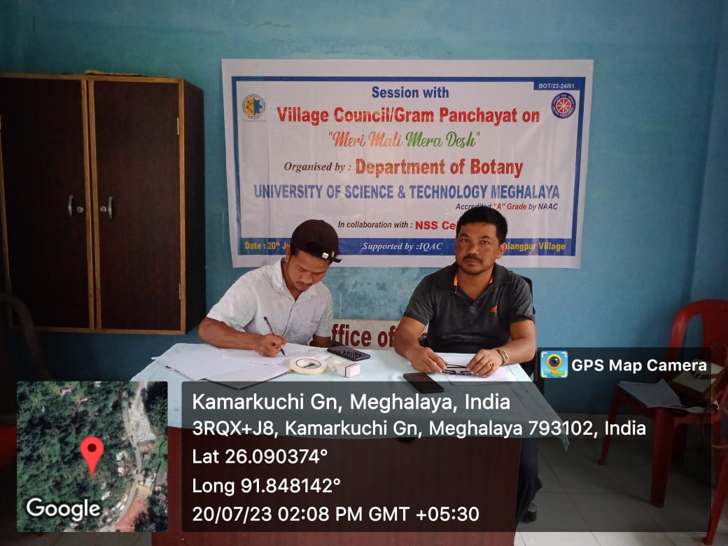 NssUstm's tweet image. Session with the Village Council #Umlangpur on "Meri Mati Meri Desh" for discussion on the mega plantation drive of 75 indigenous saplings to commemorate the 75 years of India's Independence and the glorious history of its people, culture and achievements #USTM #NSSUnit