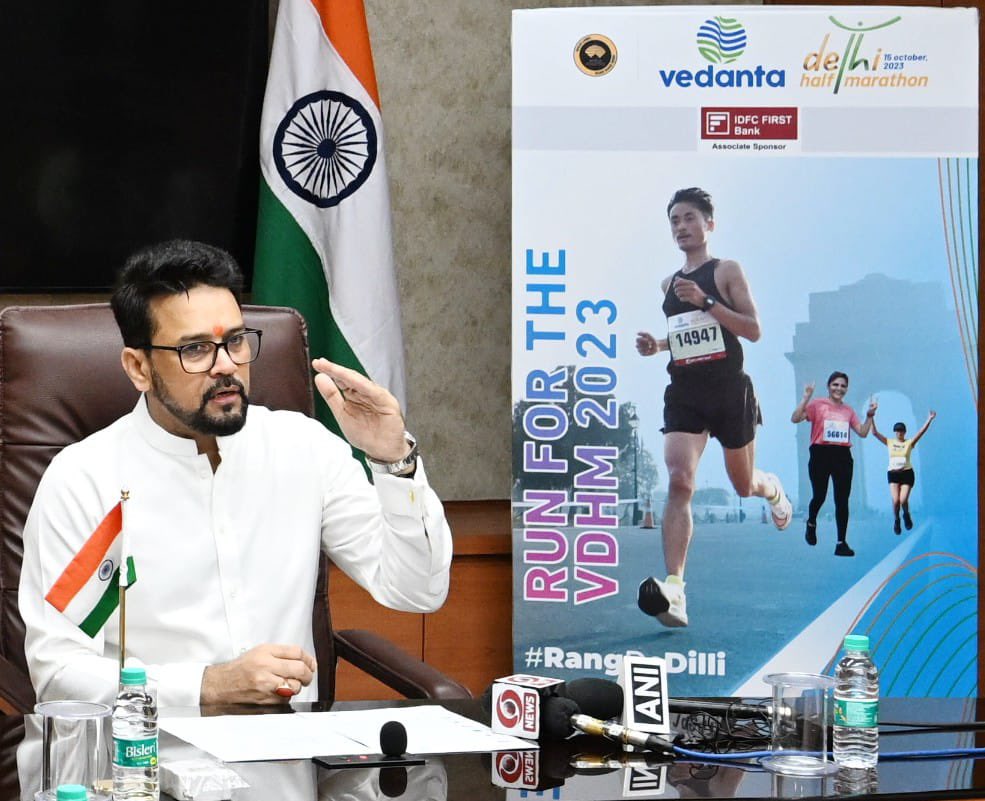 ianuragthakur's tweet image. Excited to be a part of #VedantaDHM23 one of the world's most prestigious half marathons and a runner's delight that celebrates Sporting Excellence, Togetherness, Transformation, and Determination.

I thank the entire team of @DelhiHM_  for organizing this incredible initiative