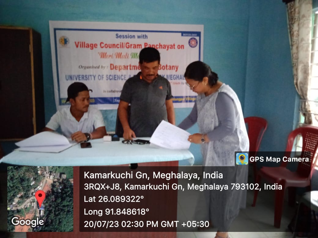 NssUstm's tweet image. Session with the Village Council #Umlangpur on "Meri Mati Meri Desh" for discussion on the mega plantation drive of 75 indigenous saplings to commemorate the 75 years of India's Independence and the glorious history of its people, culture and achievements #USTM #NSSUnit