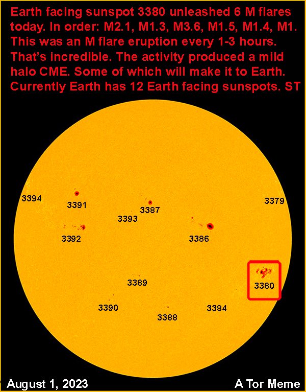 StarfireTor's tweet image. Today's remarkable Earth facing M flare activity. It created a mild halo CME, some of which will hit Earth in a few days. This was an M flare every 1-3 hours.
#StarfireTor #SolarFlares