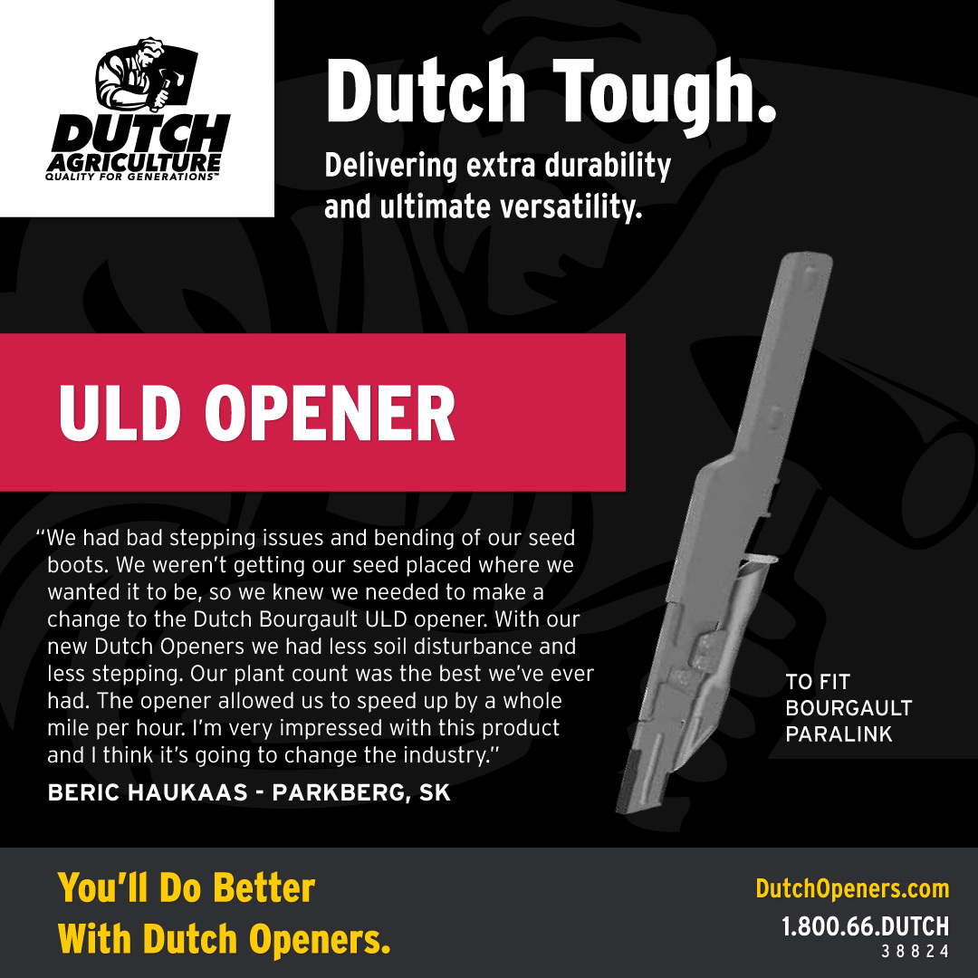 The Dutch Agriculture Ultra Low Disturbance (ULD) Series opener is designed to replace the traditional shank on the row unit and attaches in its place. ❓ Looking for more speed? Contact your Territory Manager today!

#DutchAgriculture #CanadaAg #CdnAg #Plant23