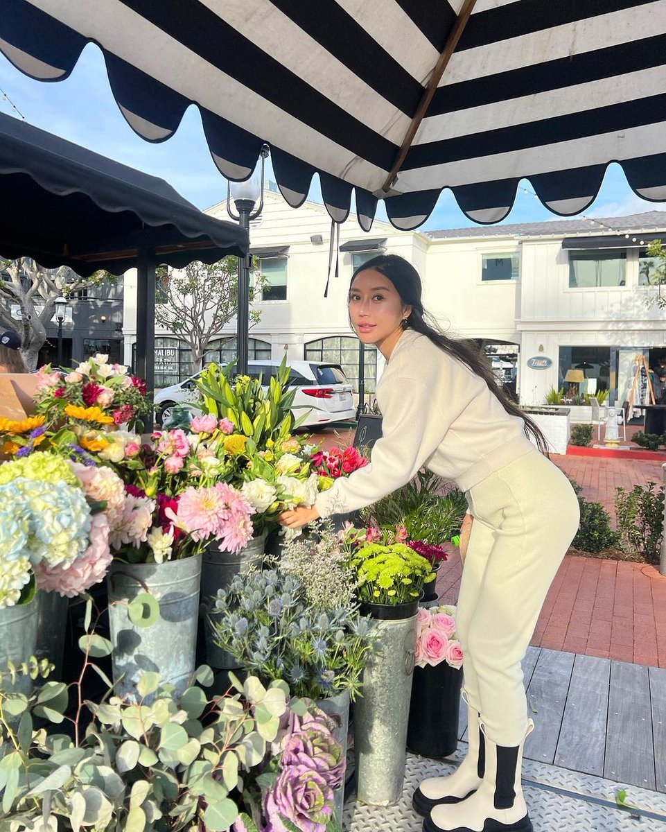 Take a photo with beautiful flowers