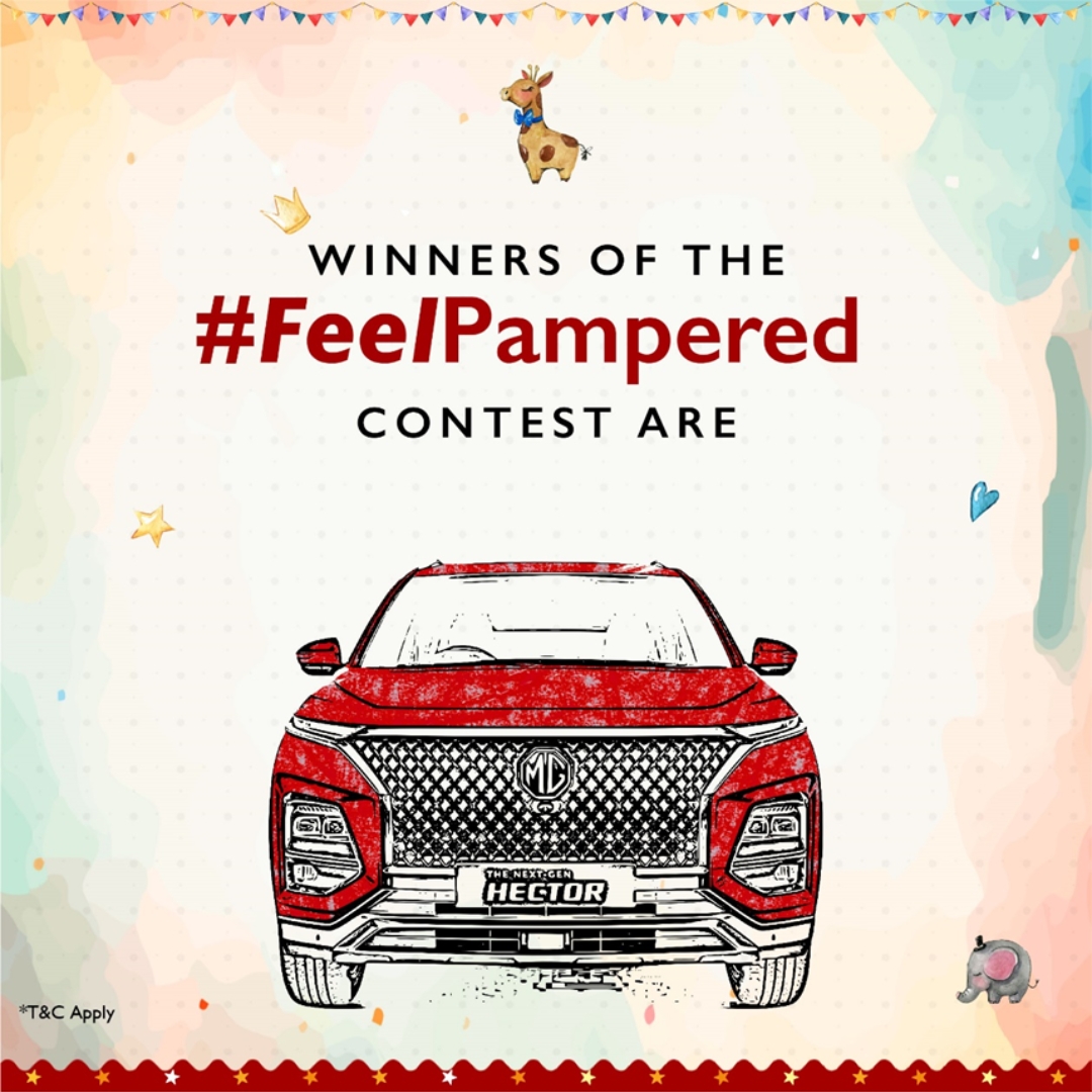 MGMotorIn's tweet photo. Congratulations Rahul Sharma, Manan Arora and Neeraj Kumar for winning the #FeelPampered contest. We’ll DM you the details of the goodies. 

#NextGenHector #MG #InternetCar #SUV #MorrisGaragesIndia #MGMotorIndia https://t.co/GaRfSZKyzI