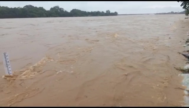 otvnews's tweet photo. Baitarani river swells, crosses danger mark at Rajghat; water level stands at 39.14 m against the danger mark of 36.36 m https://t.co/VxNotJnzvs