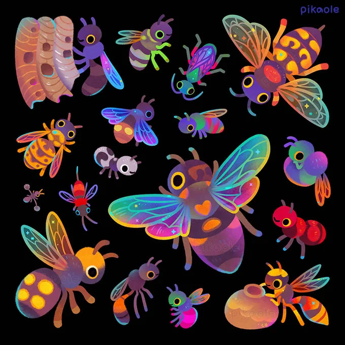 Who knew wasps could be so colorful?   "Solitary wasps" by pikaole (): 