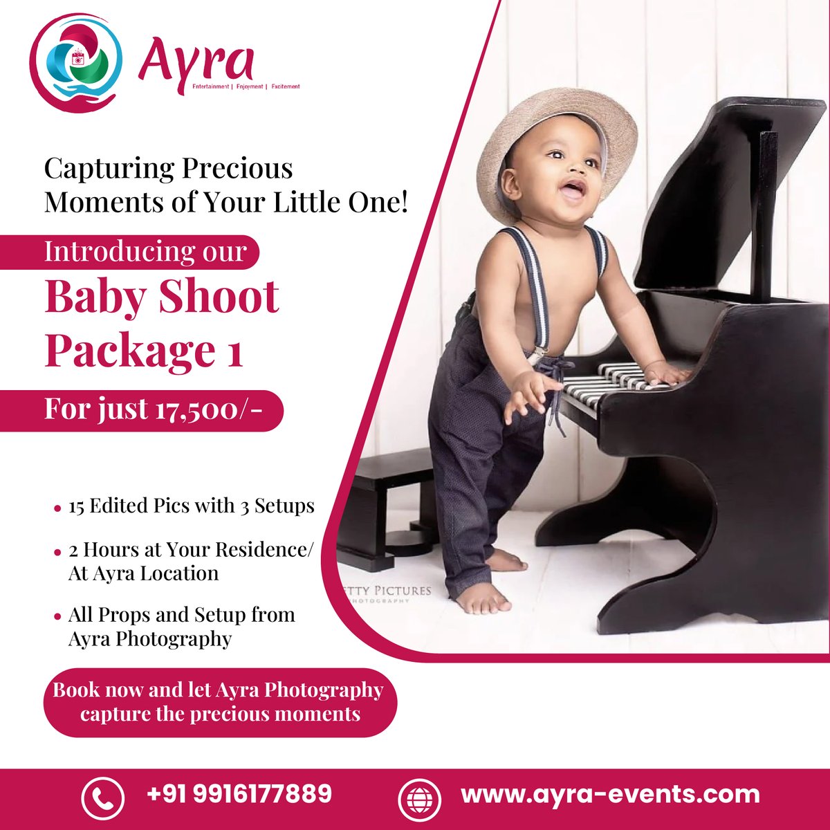 ayra_eee's tweet photo. Introducing our Baby Shoot Package 1, designed to capture and celebrate the precious moments of your little one! For only 17,500/-
98867 53889 | https://t.co/iS1B6QeXTh

#ayraevents #besteventmanagementcompany #EventPlanning #MagicalWedding #EventManagement  #EventPhotography https://t.co/S2pBlBTOAu